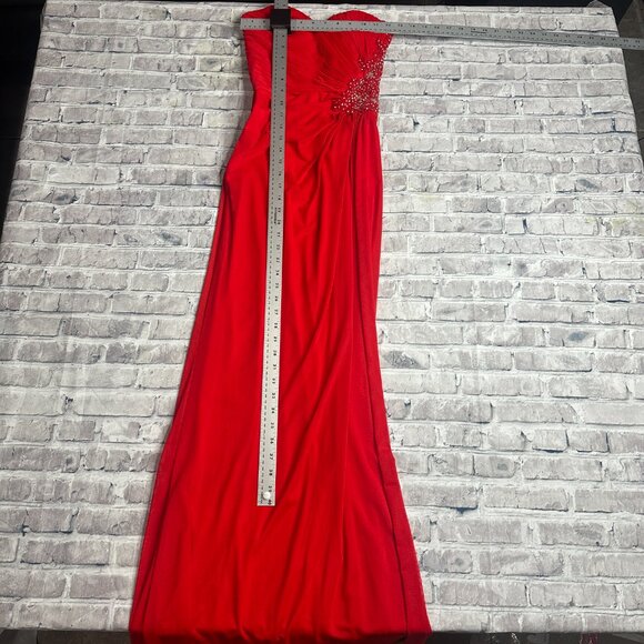 EUC Xscape Strapless Beaded Cut Out Back Prom Dress Size 0 (Red) STYLE# XS6876 - Picture 14 of 15